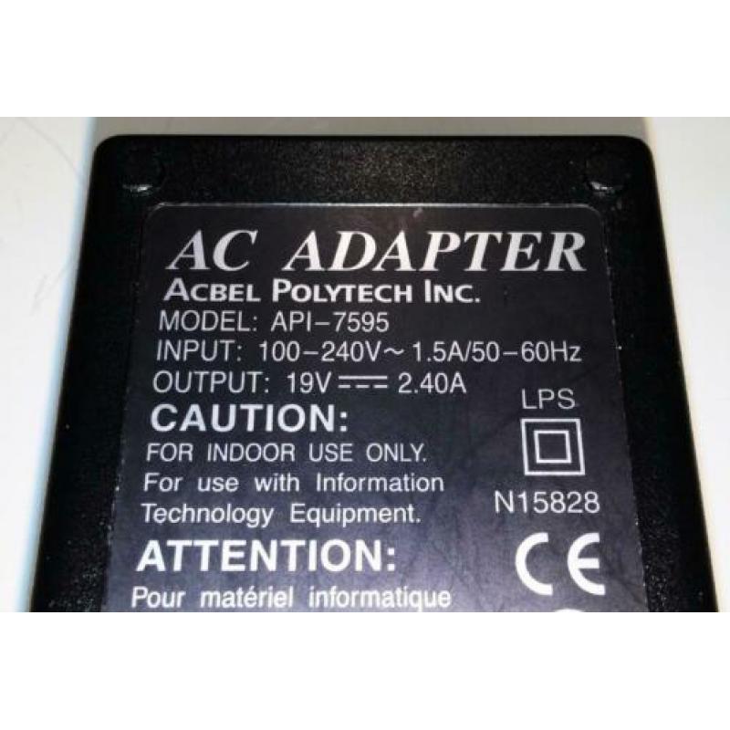 AcBel API-7595 19V 2.37A 45W Adapter Toshiba 5.5x2.5mm 2.4A