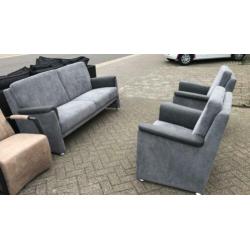 3 + 1 + 1 Bankstel stof/leder super comfort NIEUW