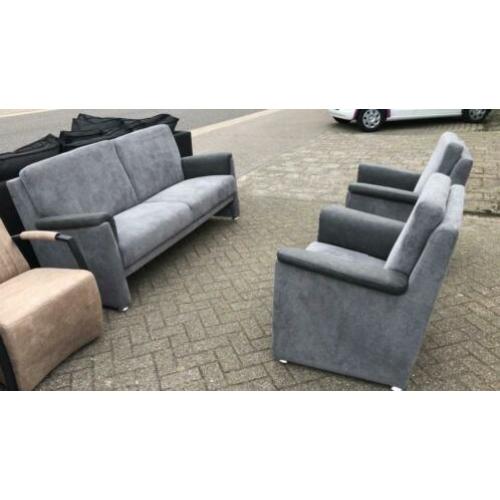 3 + 1 + 1 Bankstel stof/leder super comfort NIEUW