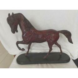 Prachtig GROOT bronzen paard op marmeren sokkel Z