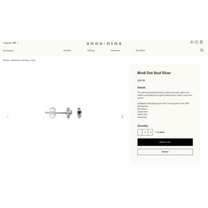 Anna + Nina “Bindi Dot Stud Silver”