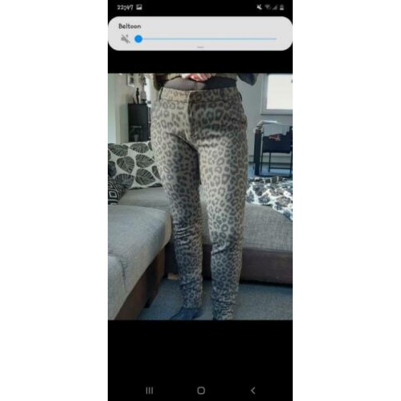 Luipaard broek my jewellery maat M groen zwart
