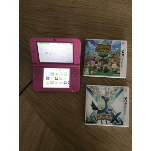 3DS Nintendo roze met animal crossing en Pokémon