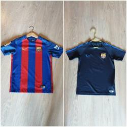 Twee mooie Fc Barcelona kinder voetbalshirts maat 128/137.