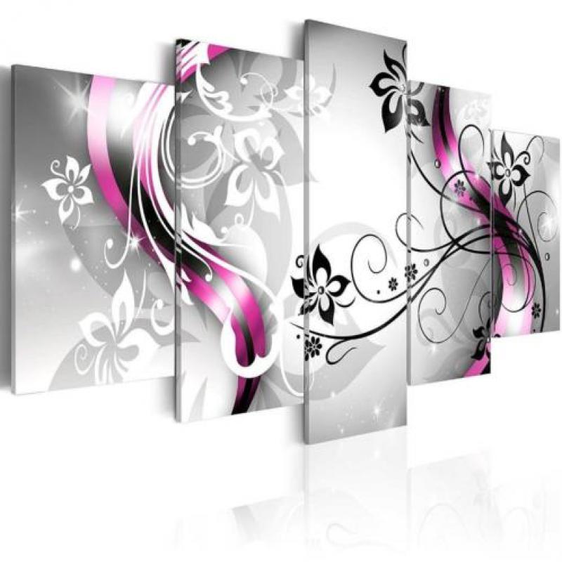 Nieuw canvas schilderij 5 luik Abstract Bloem 240 x 112 cm