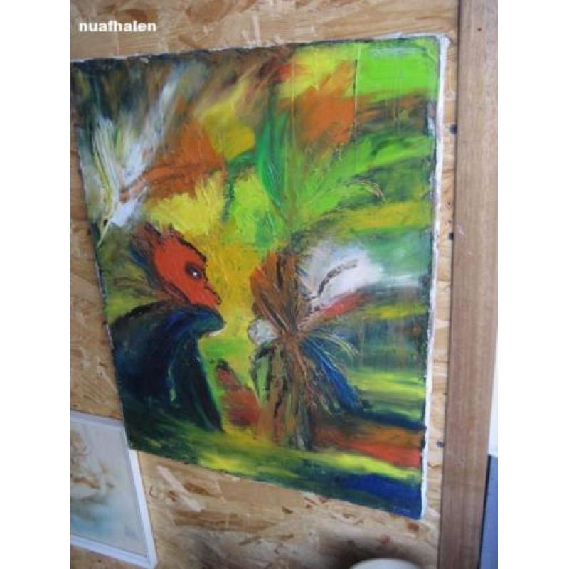 Leuk Abstract schilderij olieverf op doek 50x40 gesign. zie;