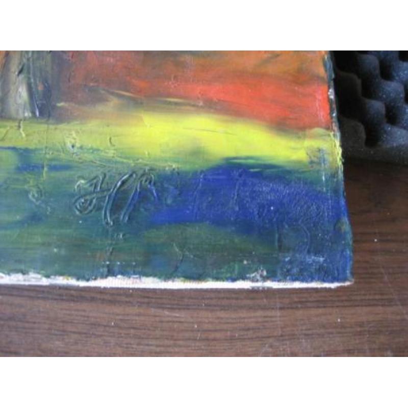 Leuk Abstract schilderij olieverf op doek 50x40 gesign. zie;
