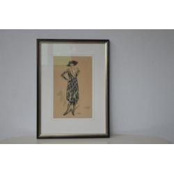 Art Deco Marcel Bloch orginele mode tekening Paris couture