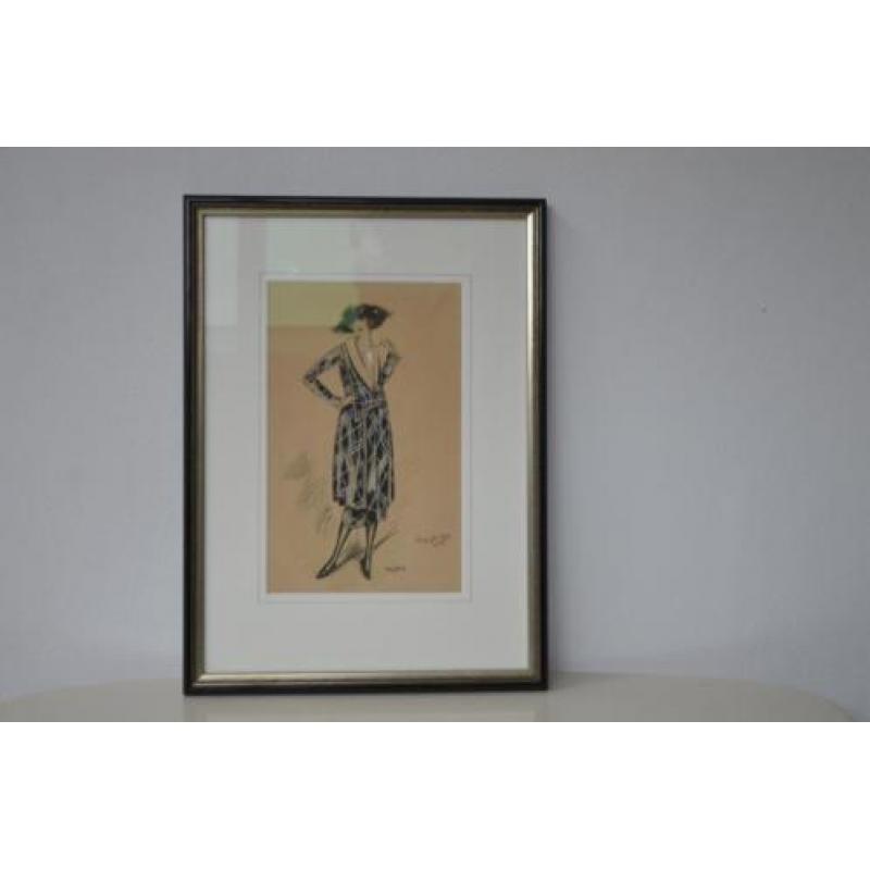 Art Deco Marcel Bloch orginele mode tekening Paris couture