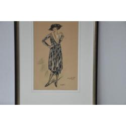 Art Deco Marcel Bloch orginele mode tekening Paris couture