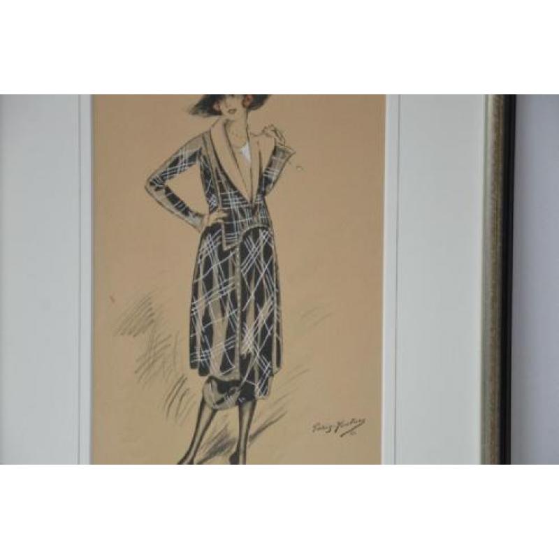 Art Deco Marcel Bloch orginele mode tekening Paris couture