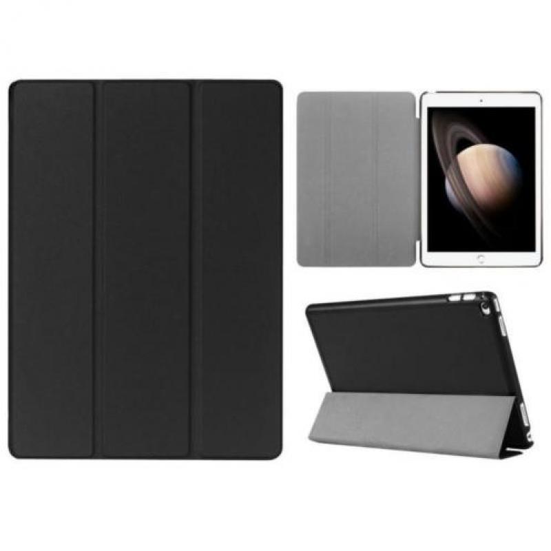 iPad Pro 12.9 PU leather 3-Fold Flip case, cover, hoes zwart