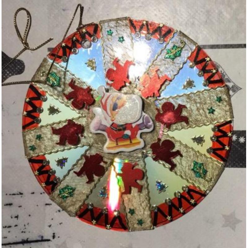 moole zelfgemakte cd kerstkaarten als hanger