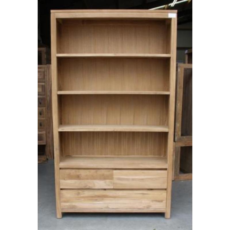 Boekenkast van teakhout met twee schuifdeuren # Indoteak
