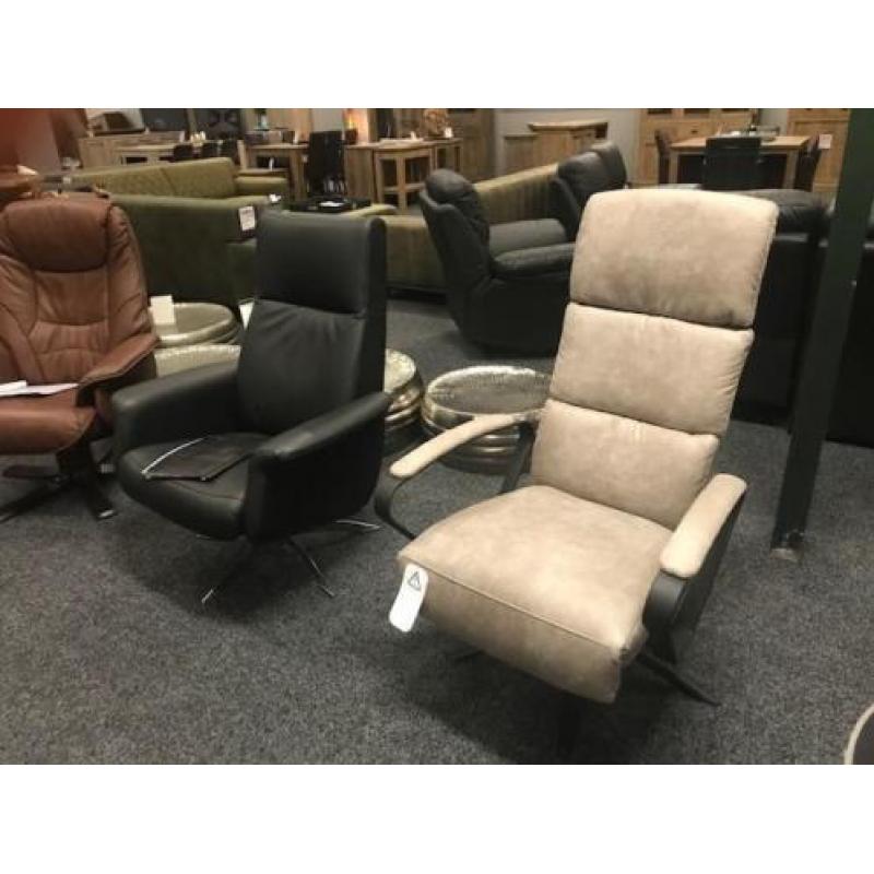Relax fauteuils met sta op functie, op maat echt leer, stof