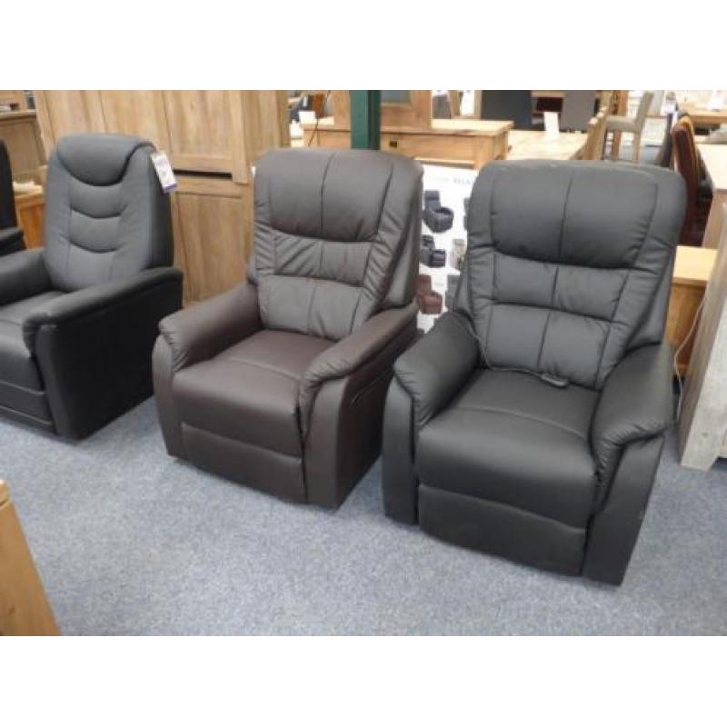 Relax fauteuils met sta op functie, op maat echt leer, stof
