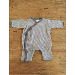 Hema boxpakje / jumpsuit, wit-taupe gestreept, maat 50