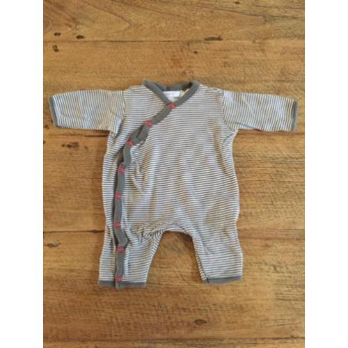 Hema boxpakje / jumpsuit, wit-taupe gestreept, maat 50