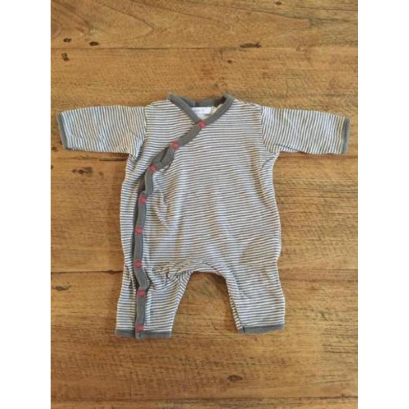 Hema boxpakje / jumpsuit, wit-taupe gestreept, maat 50