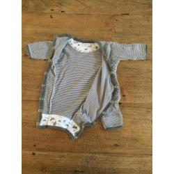 Hema boxpakje / jumpsuit, wit-taupe gestreept, maat 50