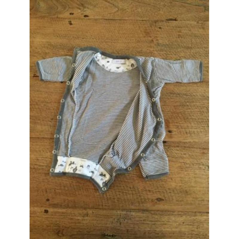 Hema boxpakje / jumpsuit, wit-taupe gestreept, maat 50