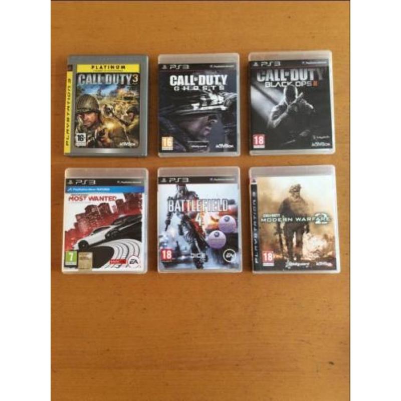 Playstation 3 + 4 controllers + 6 spellen